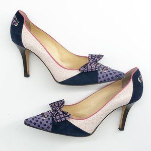 COLE HAAN Menswear Inspired Marie Antoinette Heels Pink Leather Bow 9.5